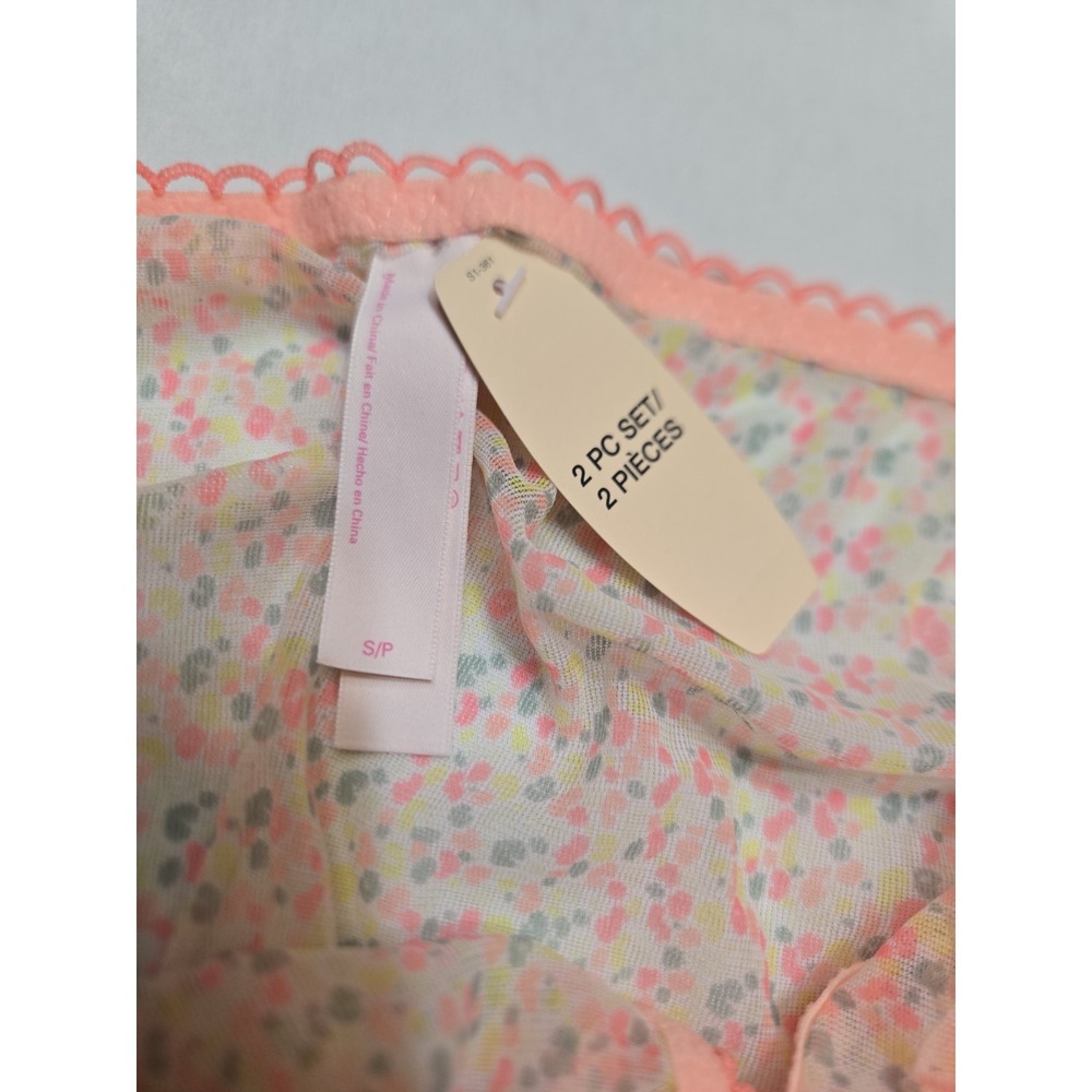 NWT Victoria's Secret Ditsy Floral Sheer Bright Lingerie Set Sz Small Adj Straps - Picture 4 of 10